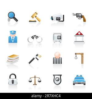 Law, Police and Crime icons - vector icon set Stock Vector