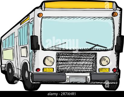 Generic public transportation bus front view over white Stock Vector