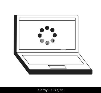 Buffering on laptop screen monochrome flat vector object Stock Vector