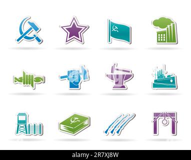 Communism, socialism and revolution icons - vector icon set Stock Vector