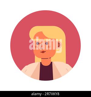Blonde woman employee semi flat vector character head Stock Vector