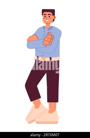 Relaxed european businessman semi flat colorful vector character Stock Vector