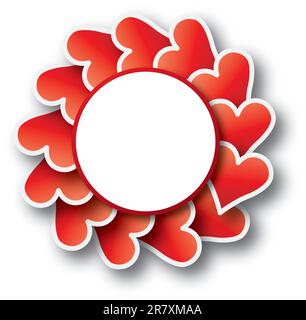 valentine's card with hearts in round and place for text Stock Vector