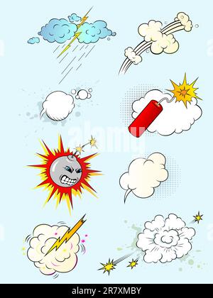 set of vector varicoloured comic book explosions Stock Vector