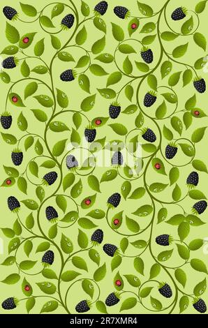 Seamless floral background with a blackberry. Vector illustration. Stock Vector