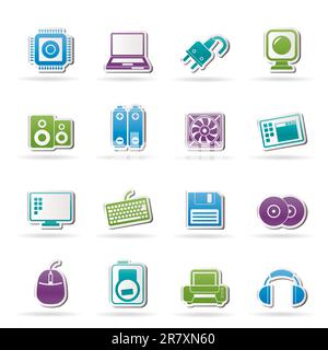 Computer Items and Accessories icons - vector icon set Stock Vector