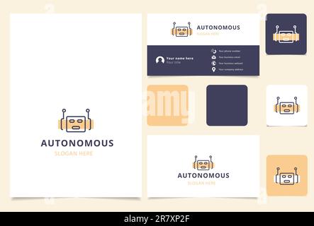 Autonomous logo design with editable slogan. Branding book and business card template. Stock Vector