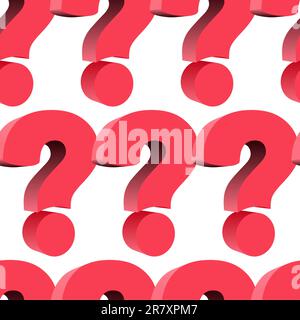 Abstract background with ornament from 3D red question marks. Seamless pattern. Vector illustration. Stock Vector