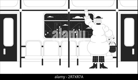 Suburban railway passenger black and white lo fi chill wallpaper Stock Vector