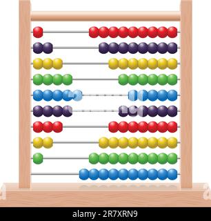 Illustration of an abacus with rainbow colored beads Stock Vector
