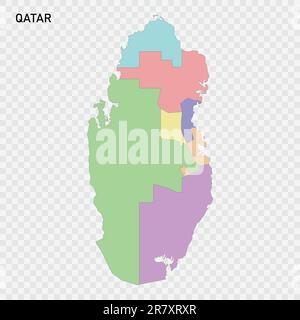 Isolated colored map of Qatar with borders of the regions Stock Vector