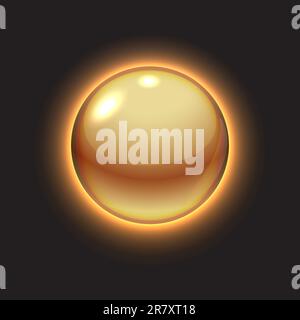 Golden glowing ball on black, vector illustration, eps10 Stock Vector