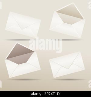 Set of realistic envelopes with shadow, vector illustration, eps10, 3 layers Stock Vector