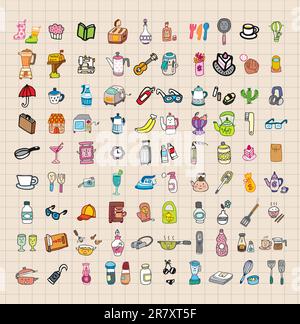 hand draw home stuff set Stock Vector