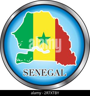 Vector Illustration for the country of Senegal Round Button. Stock Vector