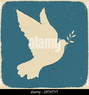 Dove of Peace. Retro styled illustration, vector, eps10. Stock Vector