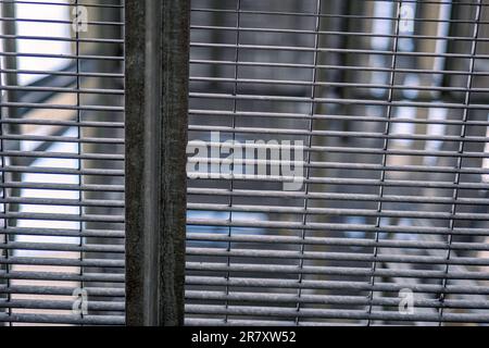 Detail of a platform made of galvanized grating Stock Photo