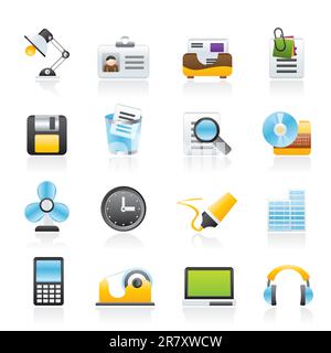 Office and business icons - vector icon set Stock Vector