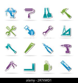 Building and Construction work tool icons - vector icon set Stock Vector