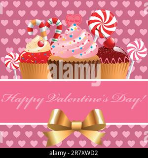 Valentine's day pastry and sweets. Vector illustration. Stock Vector