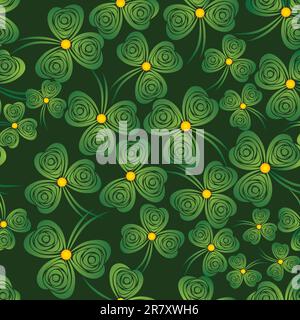 Seamless shamrock. Background clover vector. Green wallpaper. St. Patrick's Day. Irish illustration. Stock Vector