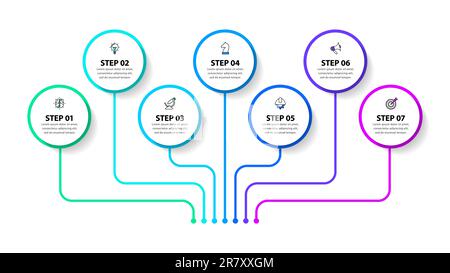 Infographic template with icons and 7 options or steps. Abstract tree. Can be used for workflow layout, diagram, banner, webdesign. Vector illustratio Stock Vector
