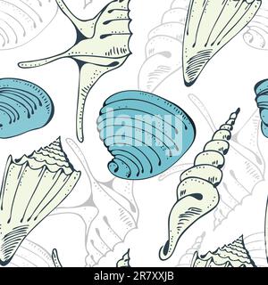 Vector background from shells on a white Stock Vector