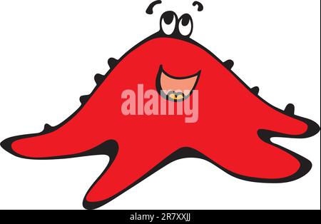 Cute laughing starfish on a white background Stock Vector
