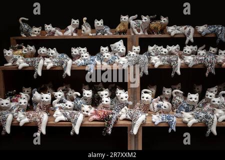 Kotor, Montenegro - Plenty of porcelain cat figurines lined up on a ...