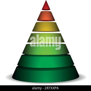 illustration of a sliced cone pyramid filled with different colors Stock Vector