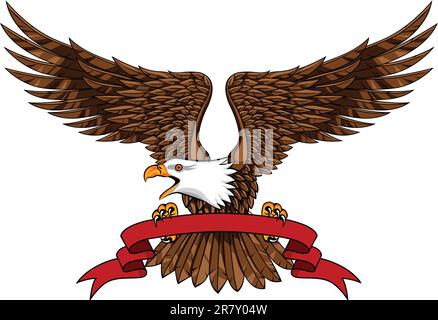 Vector Illustration Of Eagle with emblem and shield Stock Vector