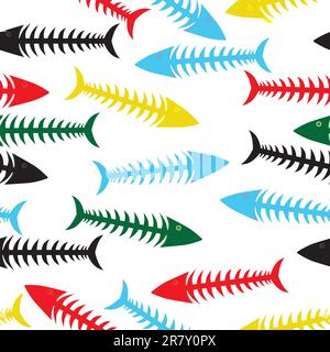 Fishbone background. Vector fish bone seamless illustration. Sea wallpaper Stock Vector