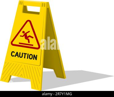 Wet floor and cleaning in progress sign isolated on white background Stock Vector