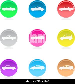 Cars circular icons Stock Vector