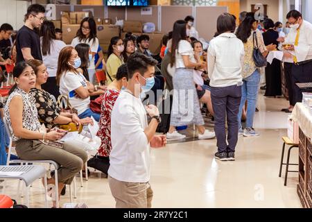 Sunday mass at Our Lady of Mount Carmel Catholic Church, Wanchai, Hong Kong, SAR, China Stock Photo