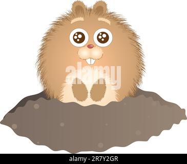 Little groundhog peeking out of their burrows. Vector illustration. Stock Vector