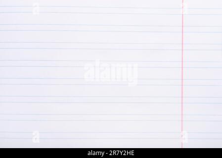 A white lined page from a study notebook. Stock Photo