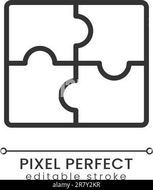 Jigsaw puzzle pieces pixel perfect linear icon Stock Vector