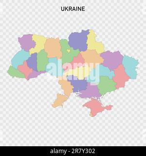 Isolated colored map of Ukraine with borders of the regions Stock Vector