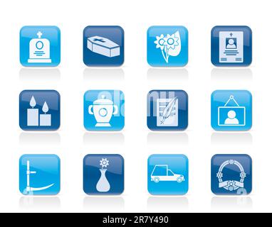 funeral and burial icons - vector icon set Stock Vector