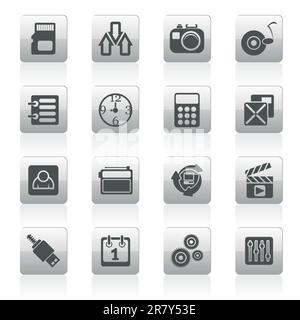 phone  performance, internet and office icons - vector icon set Stock Vector