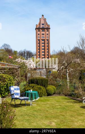 The Water Tower is the district landmark of Hamburg Stellingen. It is a beautiful inner city water tower which was converted into a residential tower Stock Photo