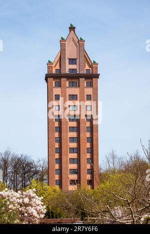 The Water Tower is the district landmark of Hamburg Stellingen. It is a beautiful inner city water tower which was converted into a residential tower Stock Photo