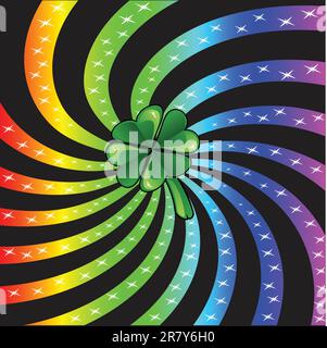 Vector Illustration for St Patricks Day. Rainbow sparkle shamrock. Stock Vector