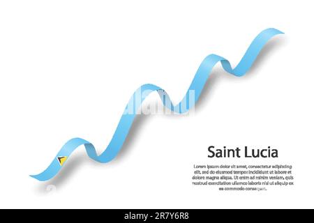 Waving ribbon or banner with flag of Saint Lucia. Template for independence day Stock Vector