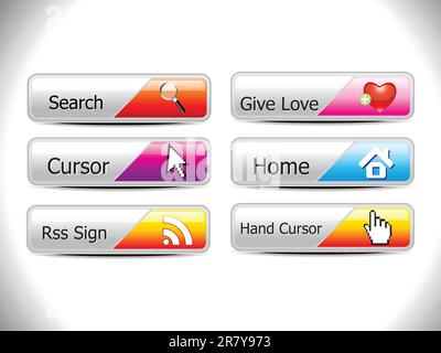 abstract glossy button set vector illustration Stock Vector