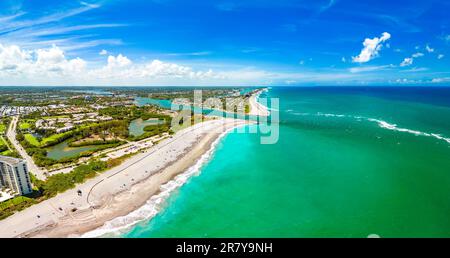 DuBois Park, Jupiter Beach and inlet, areal views, Florida, USA Stock Photo