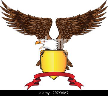 Vector Illustration Of Eagle with emblem and shield Stock Vector