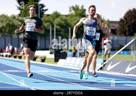 Ratingen, Germany. 17th June, 2023. Athletics: All-around meeting. Niklas Kaul (USC Mainz), decathlon, 100m. Credit: Thomas Banneyer/dpa/Alamy Live News Stock Photo