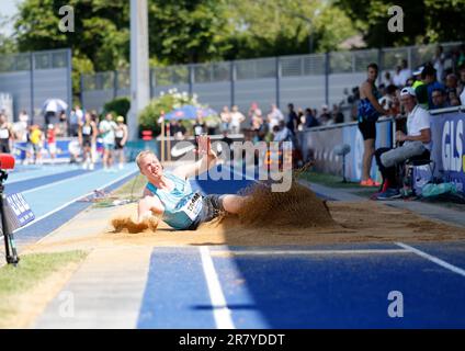 Ratingen, Germany. 17th June, 2023. Athletics: all-around meeting. Rik Taam, Netherlands, Decathlon, Long Jump. Credit: Thomas Banneyer/dpa/Alamy Live News Stock Photo